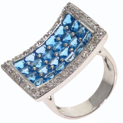 3.9ct Blue Topaz Diamond Ring K18 White Gold 11.9g　Ladies