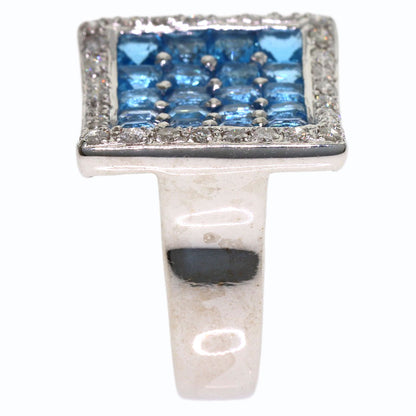 3.9ct Blue Topaz Diamond Ring K18 White Gold 11.9g　Ladies