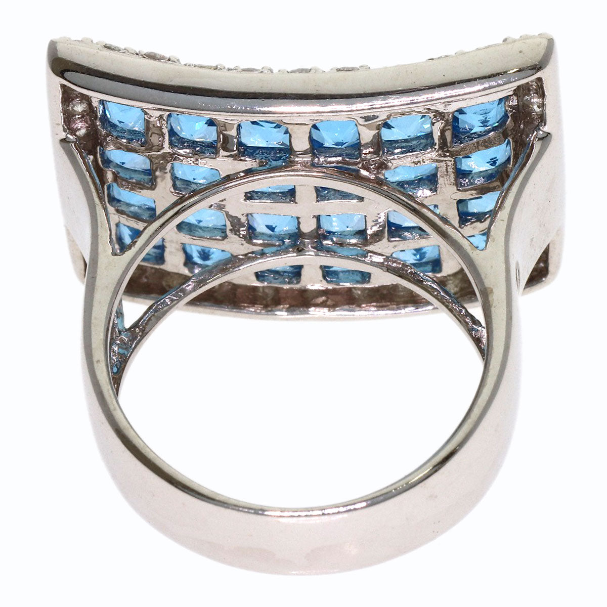 3.9ct Blue Topaz Diamond Ring K18 White Gold 11.9g　Ladies