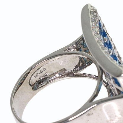 3.9ct Blue Topaz Diamond Ring K18 White Gold 11.9g　Ladies