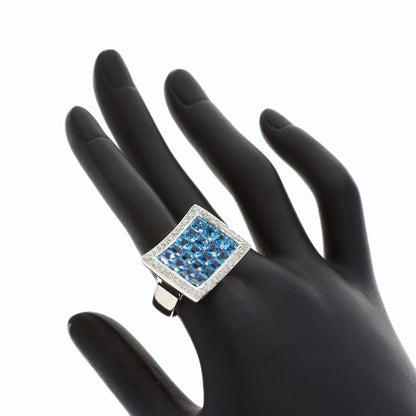 3.9ct Blue Topaz Diamond Ring K18 White Gold 11.9g　Ladies