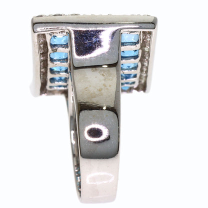 3.9ct Blue Topaz Diamond Ring K18 White Gold 11.9g　Ladies