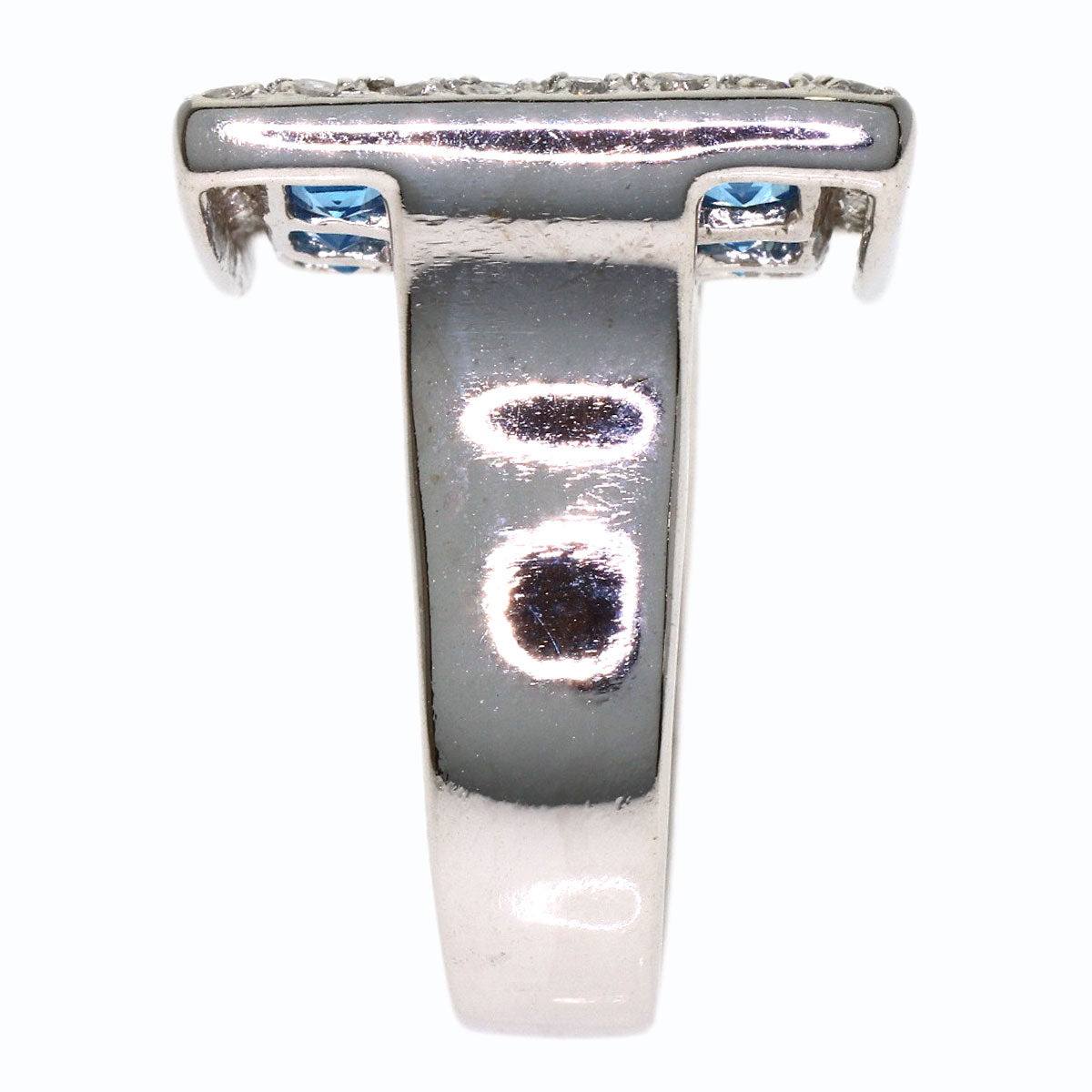 3.9ct Blue Topaz Diamond Ring K18 White Gold 11.9g　Ladies