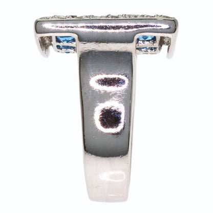 3.9ct Blue Topaz Diamond Ring K18 White Gold 11.9g　Ladies