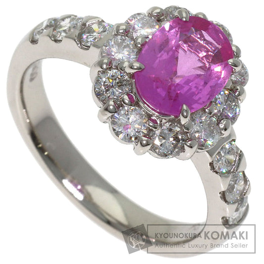 1.47ct Pink Sapphire Diamond Ring Platinum PT900 6.9g　Ladies
