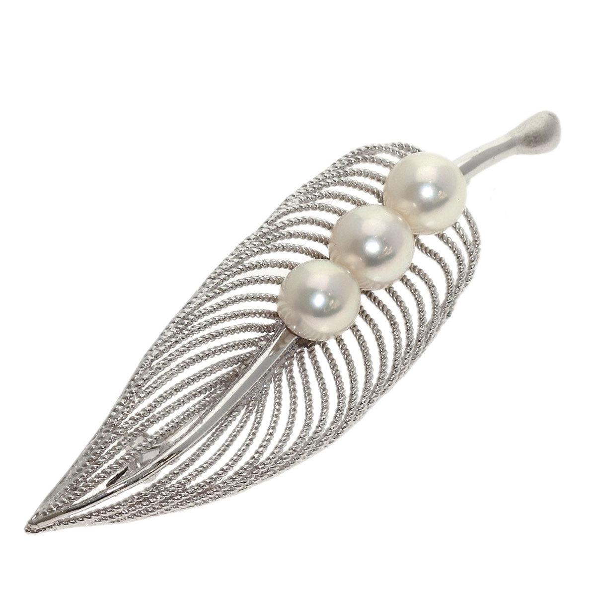 Leaf motif Akoya pearl Pendant top Silver 8g　Ladies