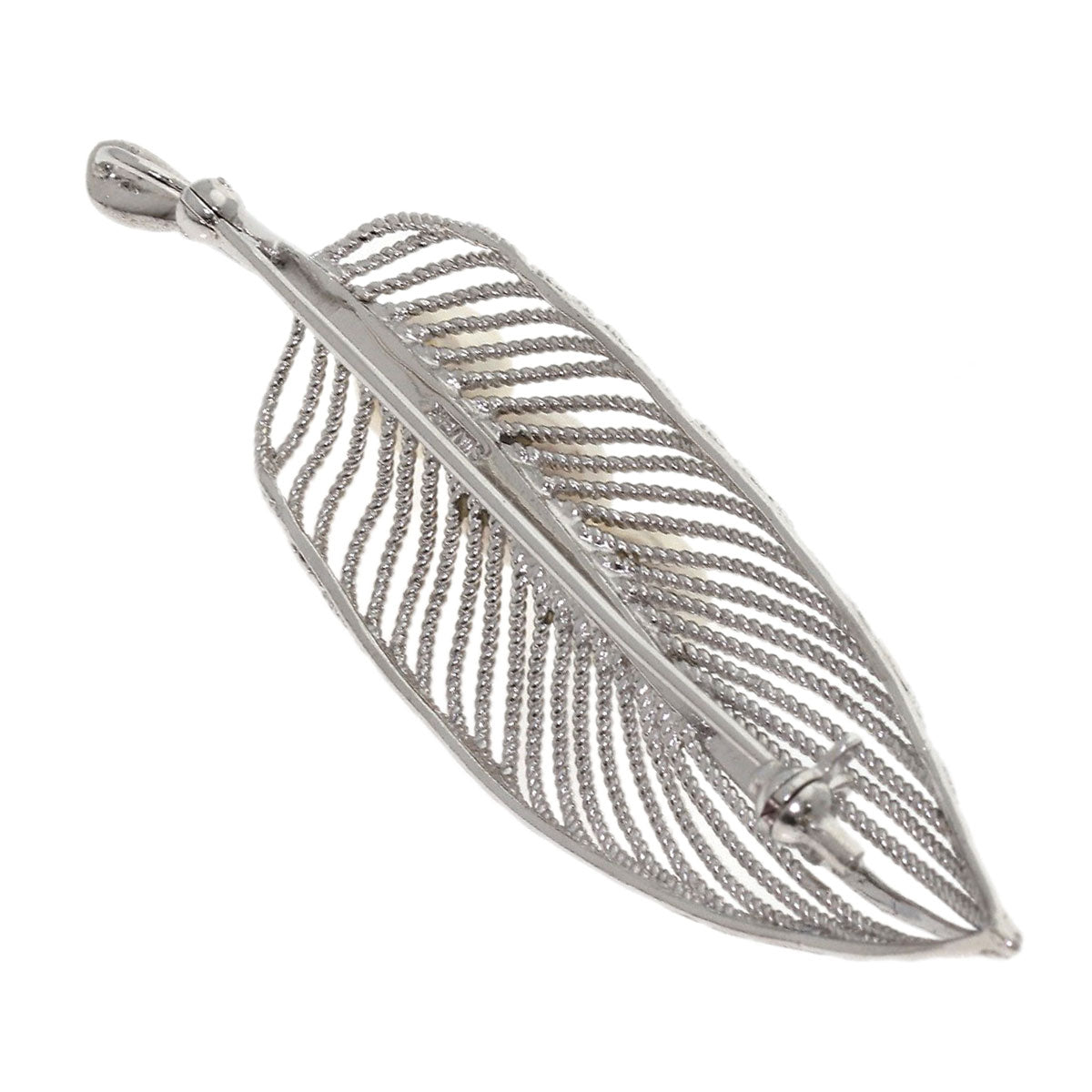 Leaf motif Akoya pearl Pendant top Silver 8g　Ladies