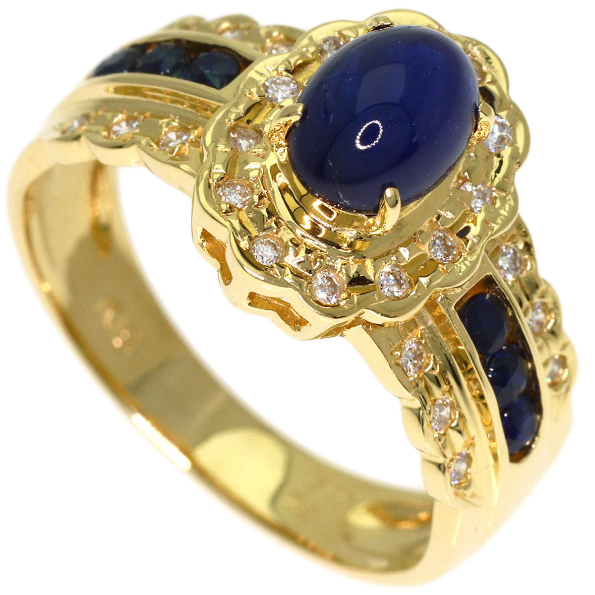 1.74ct Sapphire Diamond Ring K18 Yellow Gold 4.7g　Ladies