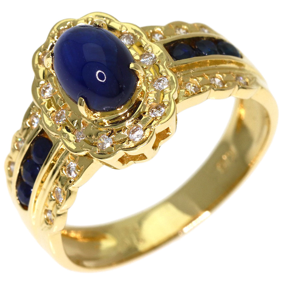 1.74ct Sapphire Diamond Ring K18 Yellow Gold 4.7g　Ladies