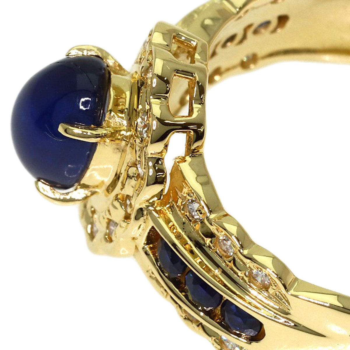 1.74ct Sapphire Diamond Ring K18 Yellow Gold 4.7g　Ladies
