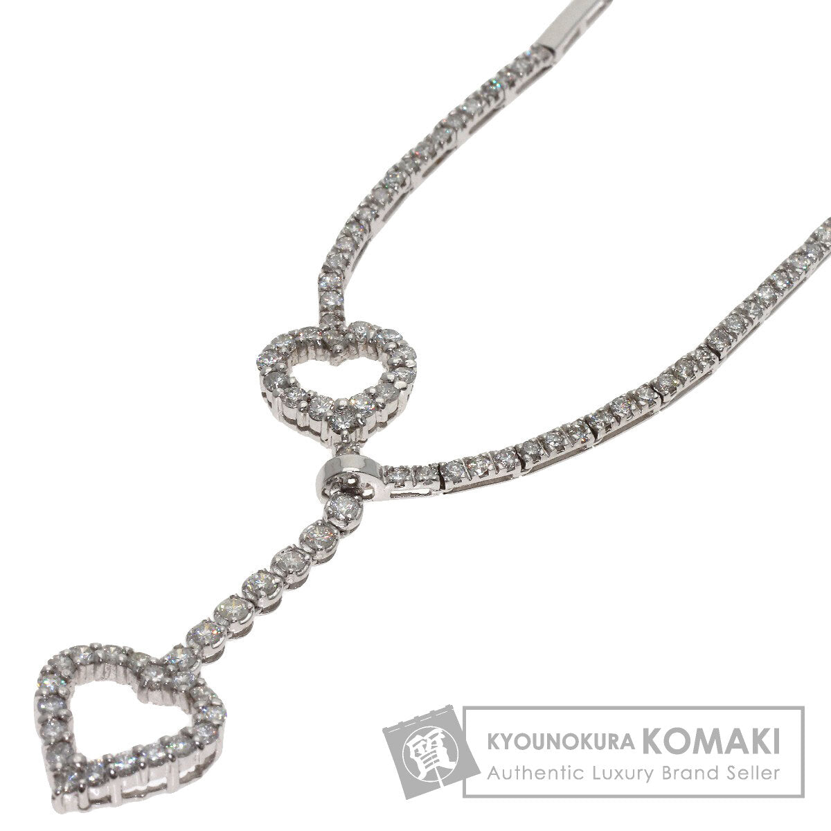 2ct Heart motif Diamond Necklace K18 White Gold 14.8g　Ladies