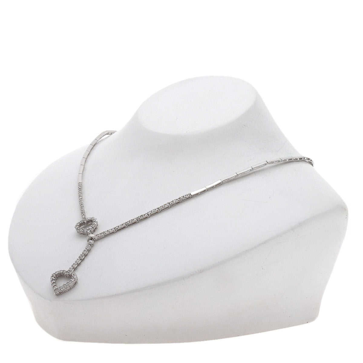 2ct Heart motif Diamond Necklace K18 White Gold 14.8g　Ladies