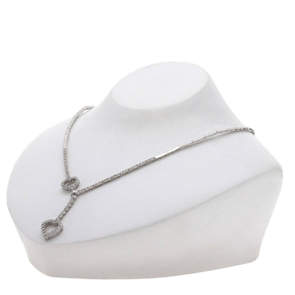 2ct Heart motif Diamond Necklace K18 White Gold 14.8g　Ladies