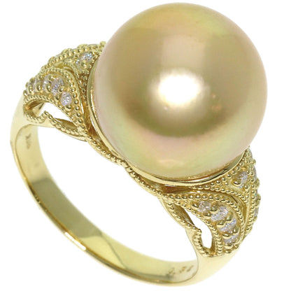 Golden Pearl Diamond Ring K18 Yellow Gold 10.7g　Ladies