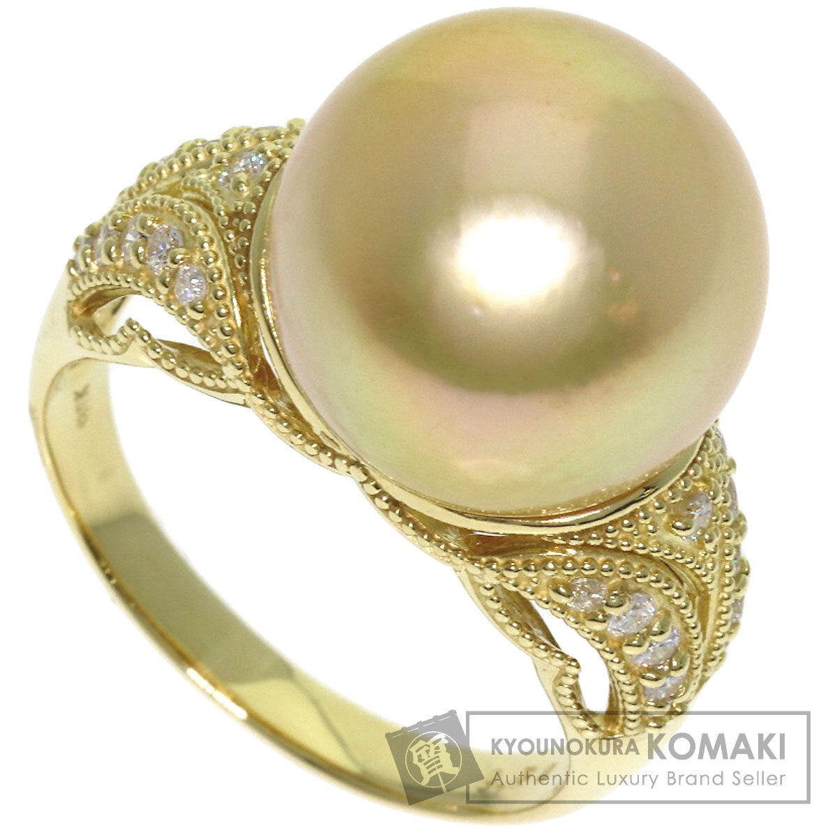 Golden Pearl Diamond Ring K18 Yellow Gold 10.7g　Ladies