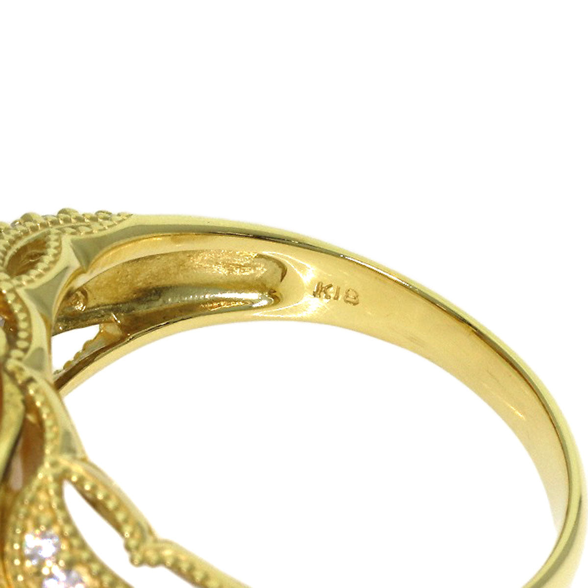 Golden Pearl Diamond Ring K18 Yellow Gold 10.7g　Ladies