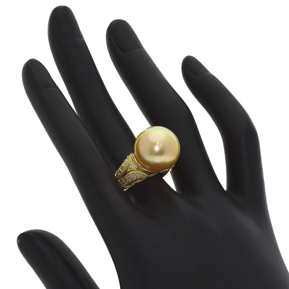Golden Pearl Diamond Ring K18 Yellow Gold 10.7g　Ladies