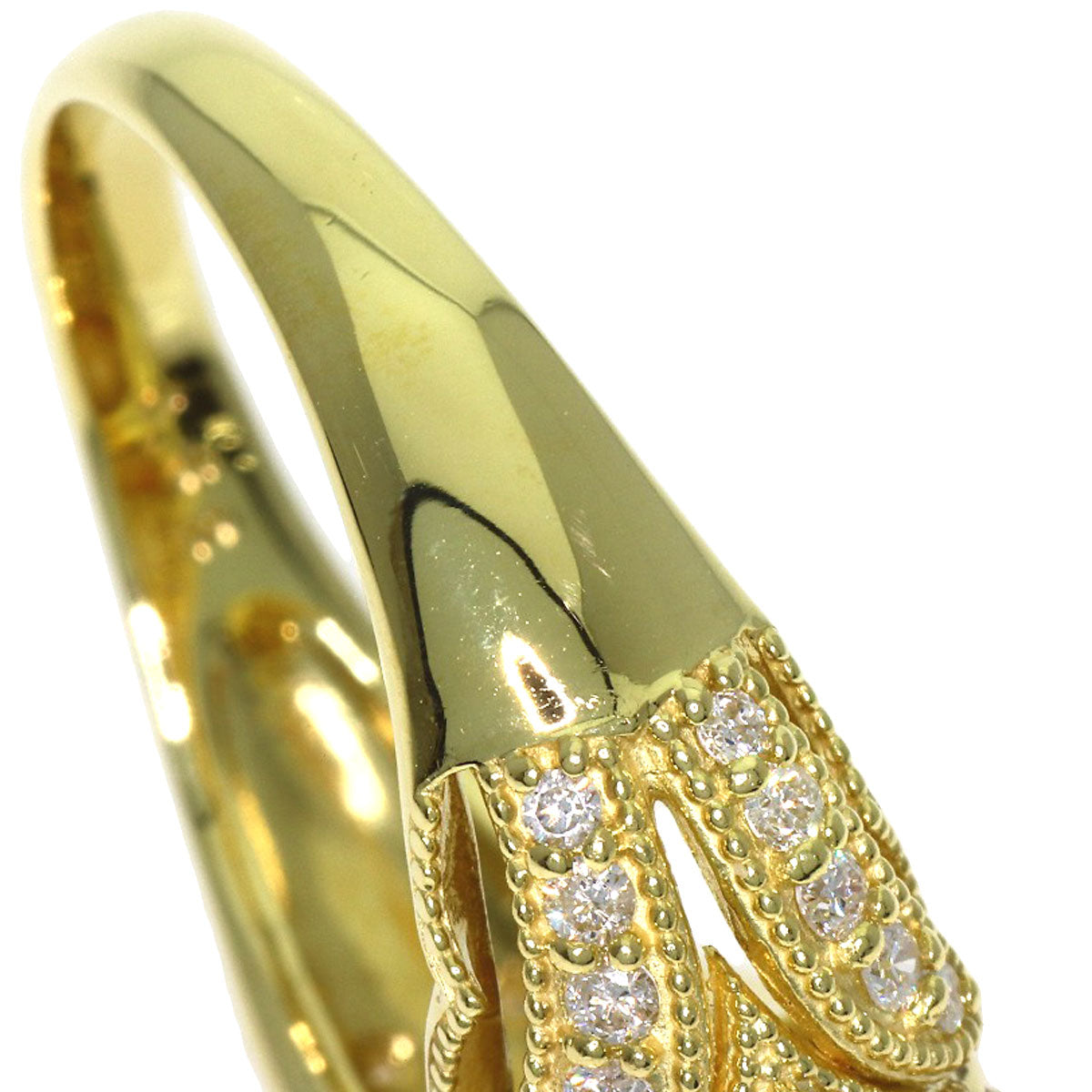 Golden Pearl Diamond Ring K18 Yellow Gold 10.7g　Ladies