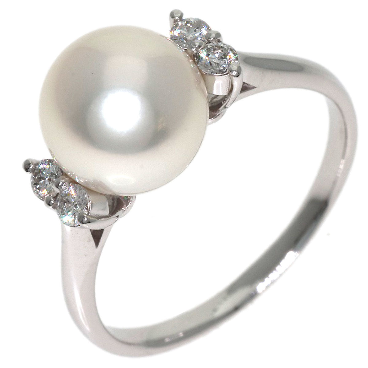 Akoya Pearl Pearl Diamond Ring Platinum PT900 4.5g　Ladies