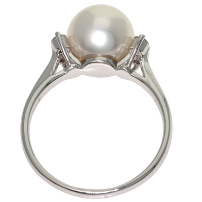 Akoya Pearl Pearl Diamond Ring Platinum PT900 4.5g　Ladies
