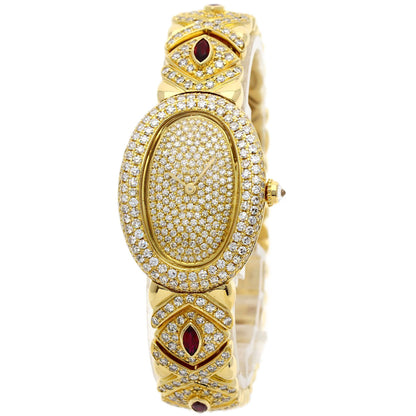 CARTIER Baignoire Genuine Full Pave Diamond Watches WB5009D8 K18 Yellow Gold/K18YG/Diamond Ladies