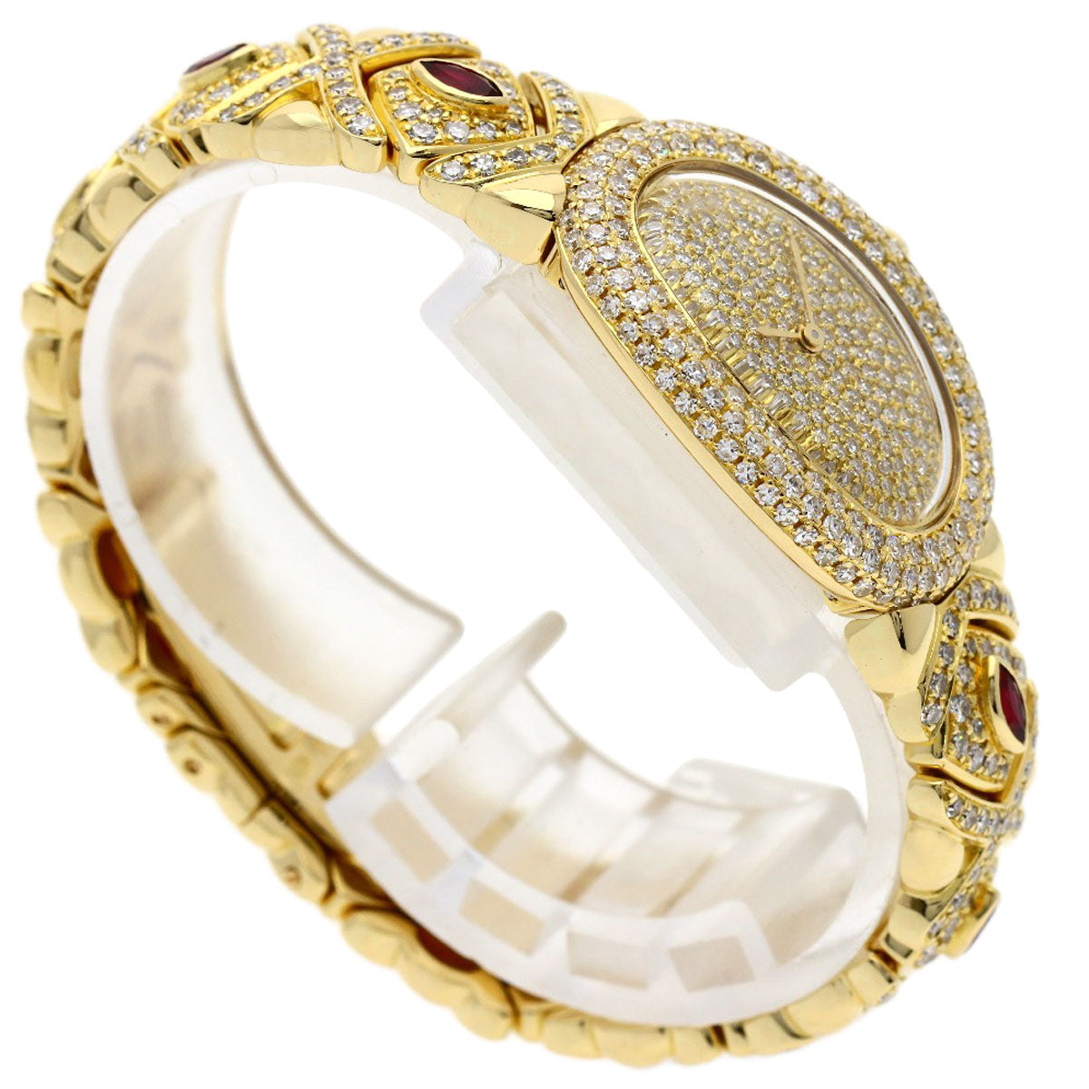 CARTIER Baignoire Genuine Full Pave Diamond Watches WB5009D8 K18 Yellow Gold/K18YG/Diamond Ladies