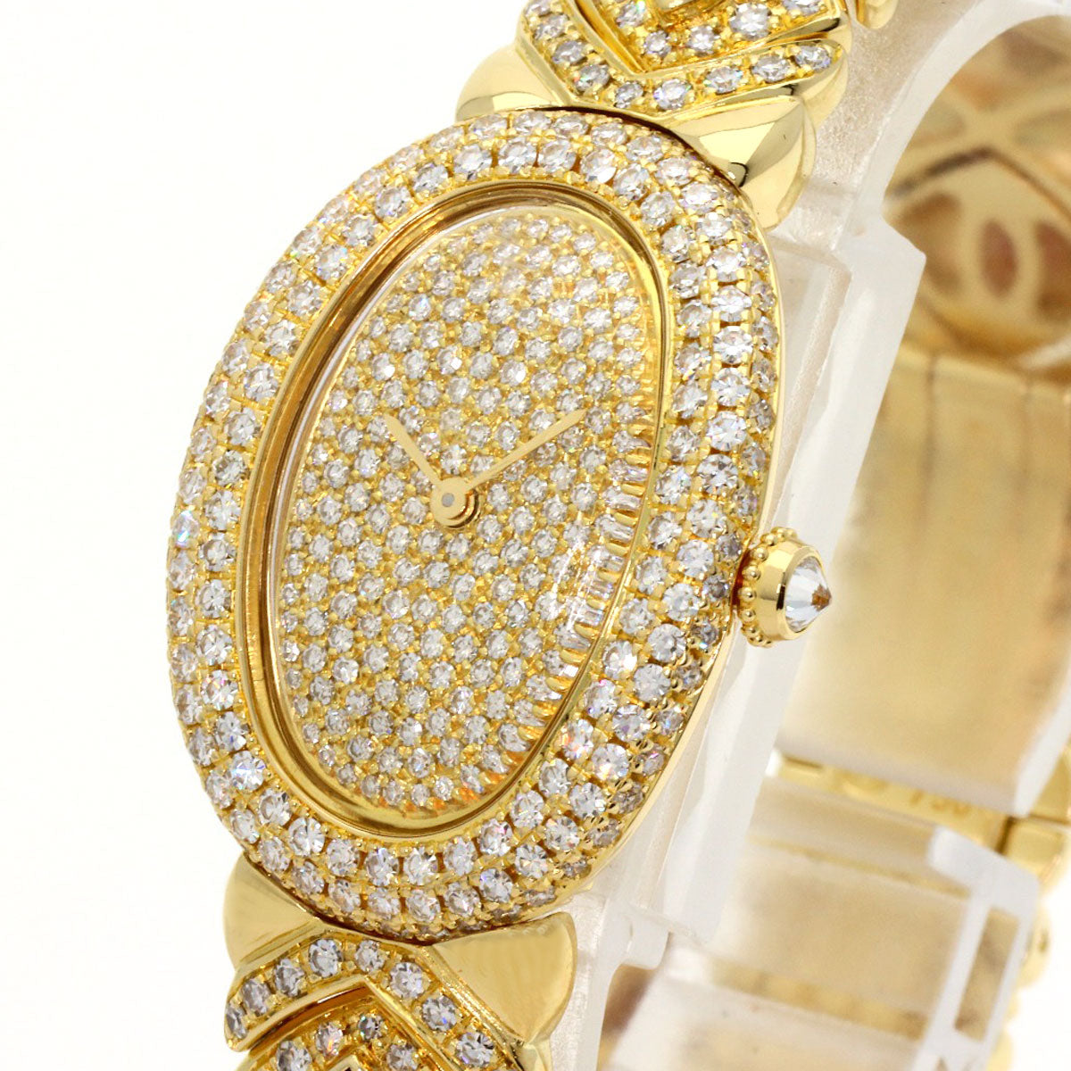 CARTIER Baignoire Genuine Full Pave Diamond Watches WB5009D8 K18 Yellow Gold/K18YG/Diamond Ladies