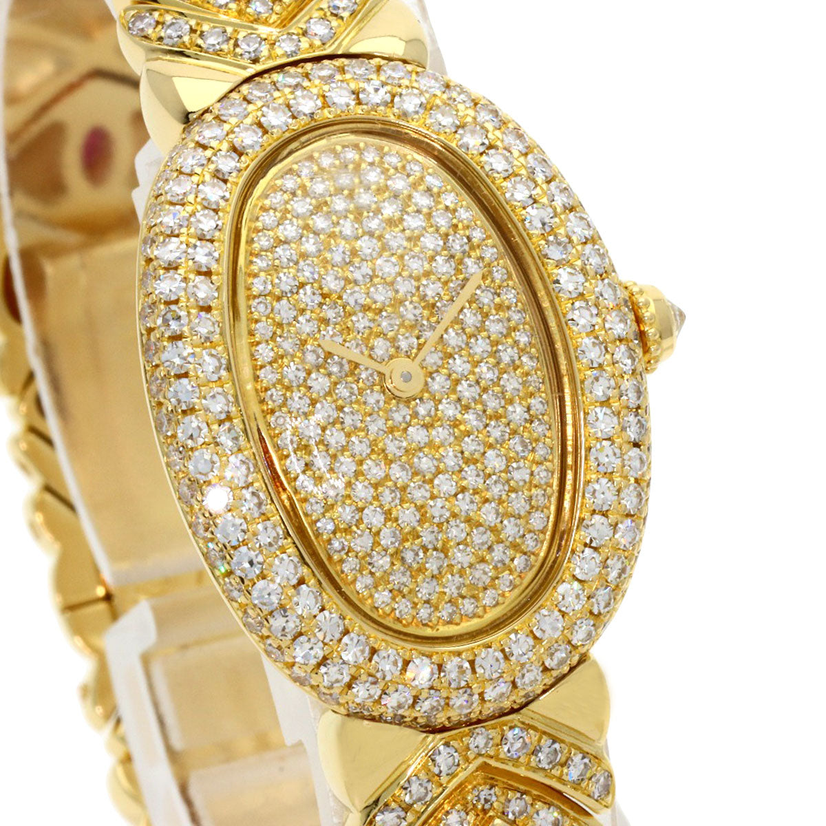 CARTIER Baignoire Genuine Full Pave Diamond Watches WB5009D8 K18 Yellow Gold/K18YG/Diamond Ladies