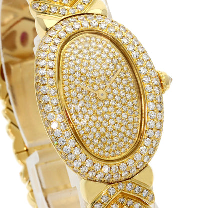 CARTIER Baignoire Genuine Full Pave Diamond Watches WB5009D8 K18 Yellow Gold/K18YG/Diamond Ladies