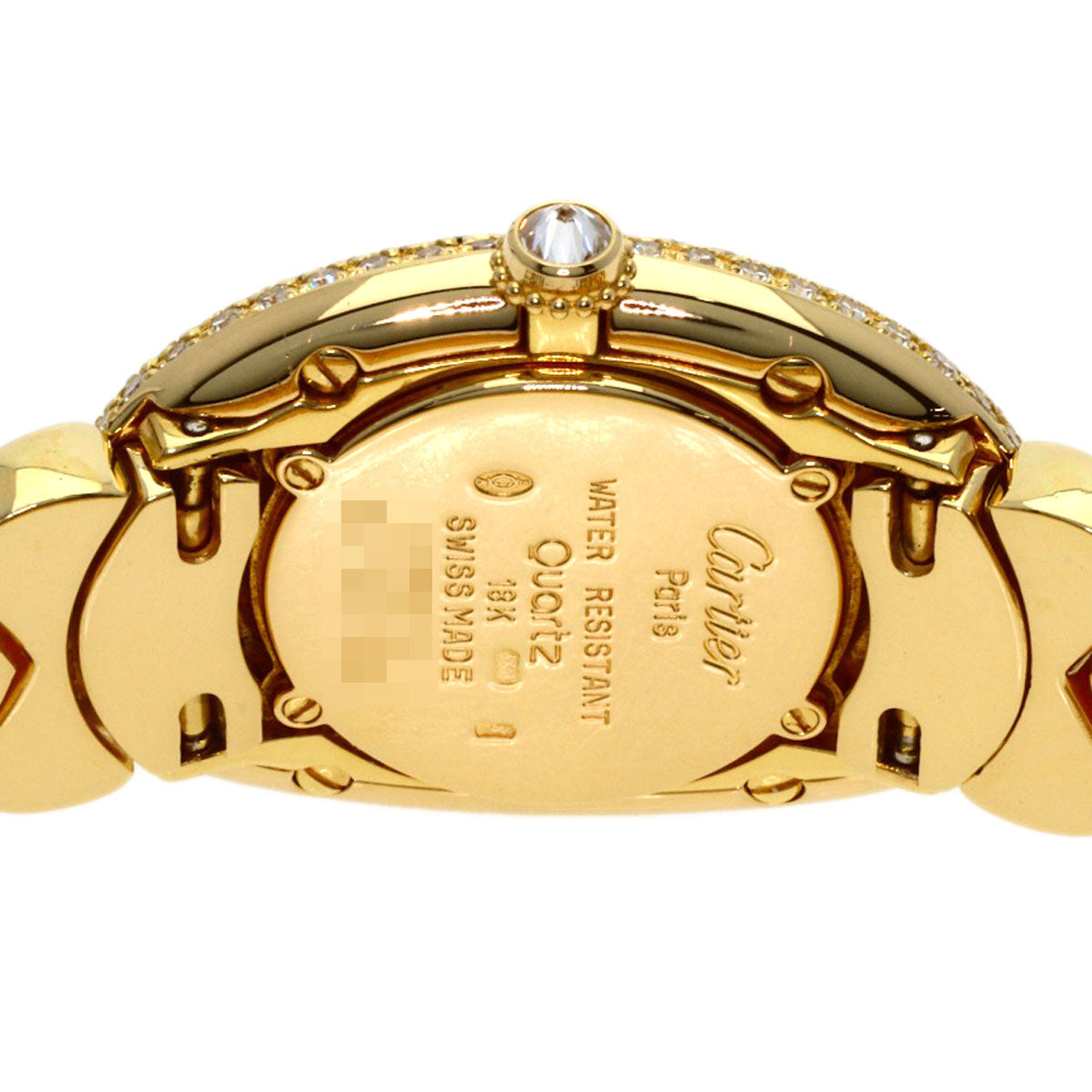 CARTIER Baignoire Genuine Full Pave Diamond Watches WB5009D8 K18 Yellow Gold/K18YG/Diamond Ladies