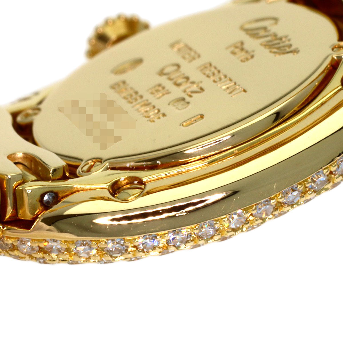 CARTIER Baignoire Genuine Full Pave Diamond Watches WB5009D8 K18 Yellow Gold/K18YG/Diamond Ladies