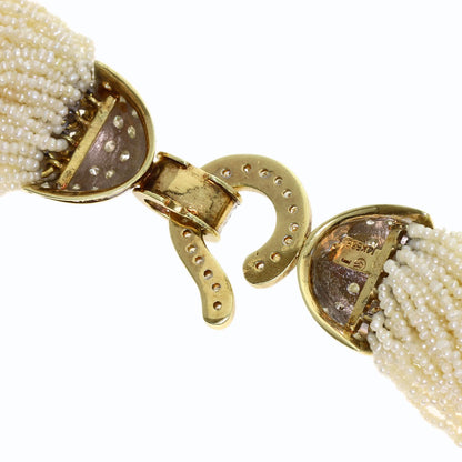 Poppy Pearl Diamond 84 strands Necklace K14 Yellow Gold 124.4g　Ladies