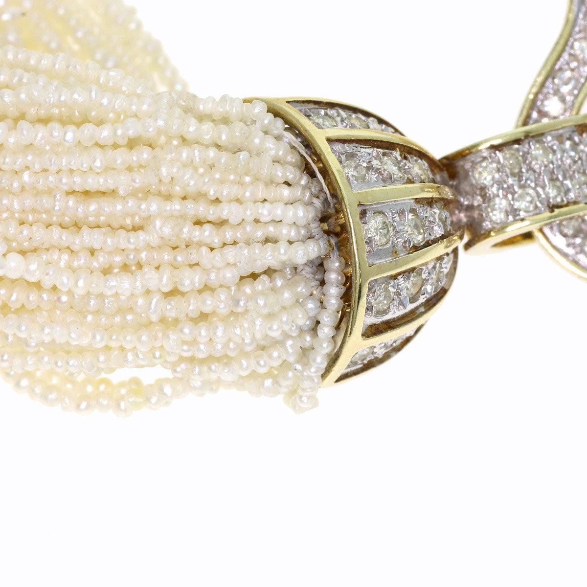 Poppy Pearl Diamond 84 strands Necklace K14 Yellow Gold 124.4g　Ladies