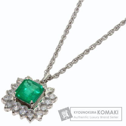 3.06ct Emerald Diamond Necklace Platinum PT900 PT850 16.4g　Ladies