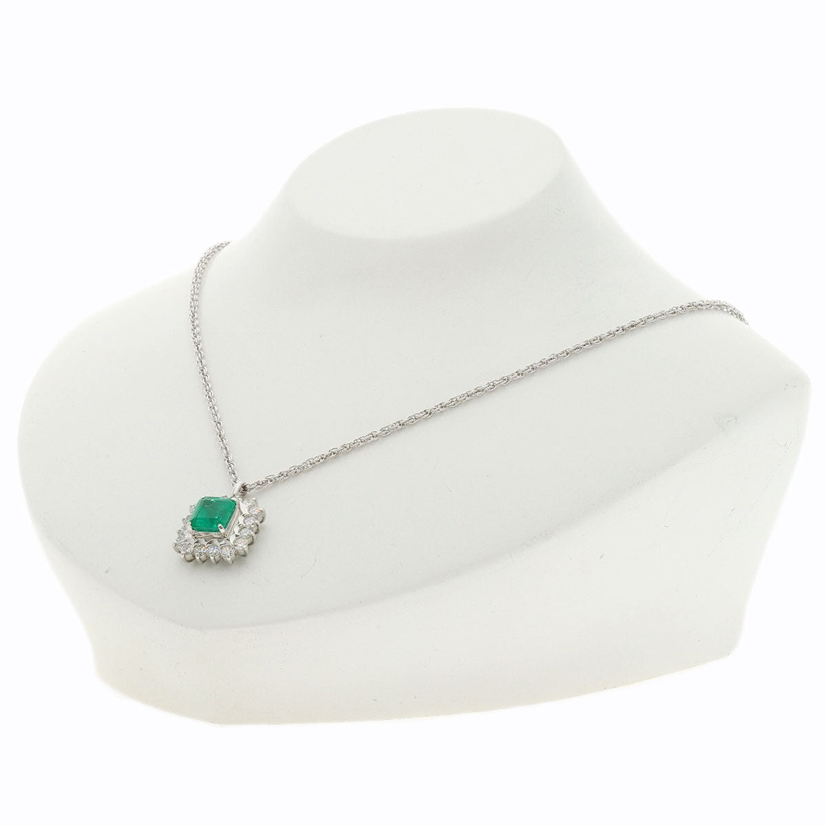 3.06ct Emerald Diamond Necklace Platinum PT900 PT850 16.4g　Ladies