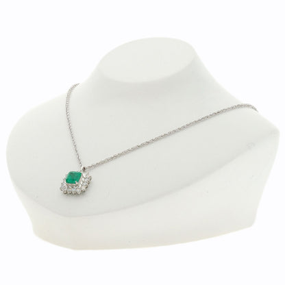 3.06ct Emerald Diamond Necklace Platinum PT900 PT850 16.4g　Ladies