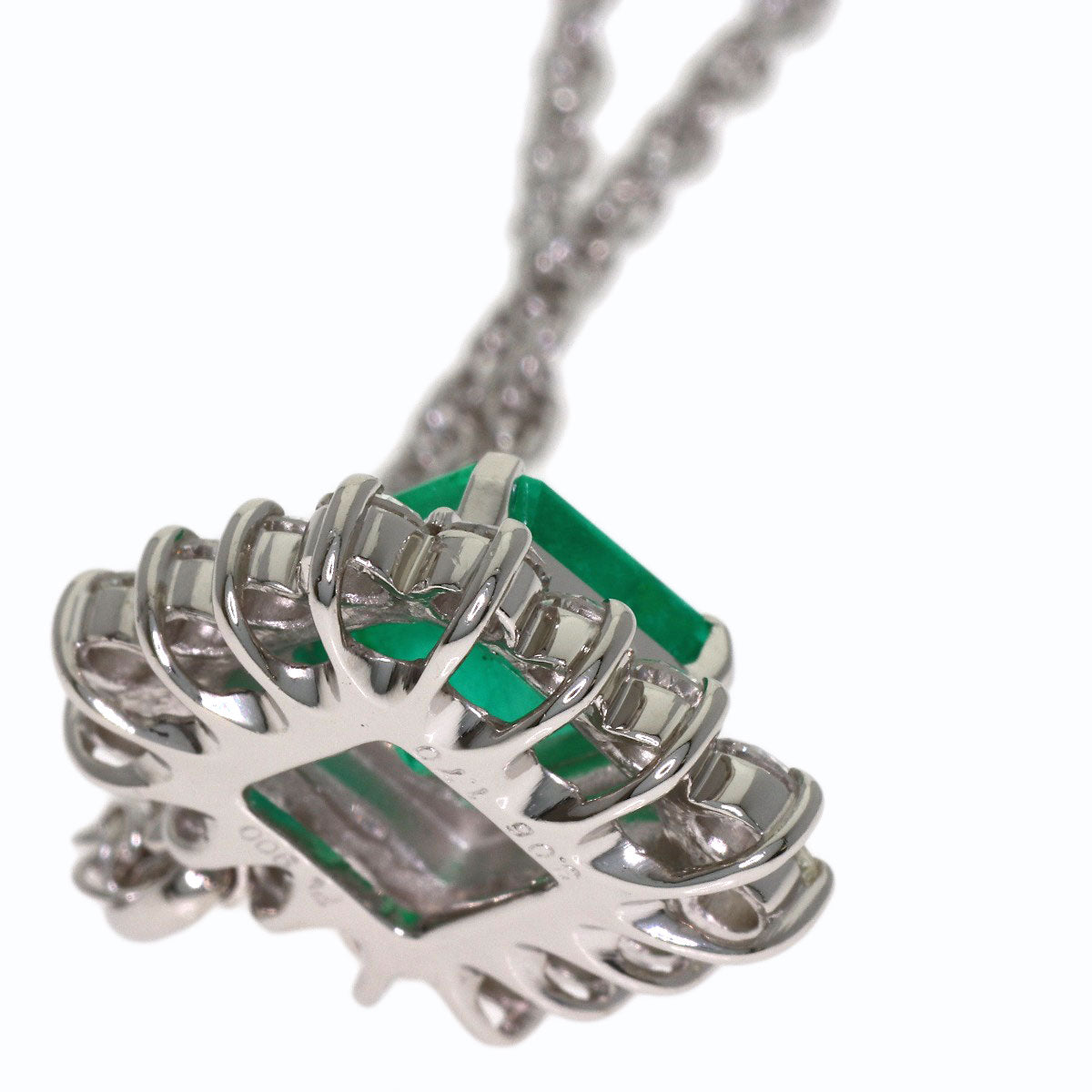 3.06ct Emerald Diamond Necklace Platinum PT900 PT850 16.4g　Ladies