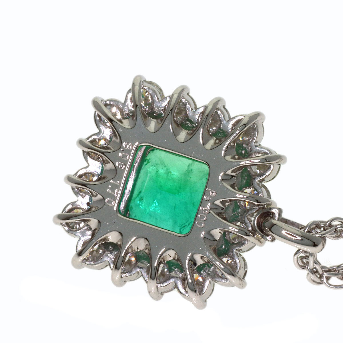3.06ct Emerald Diamond Necklace Platinum PT900 PT850 16.4g　Ladies