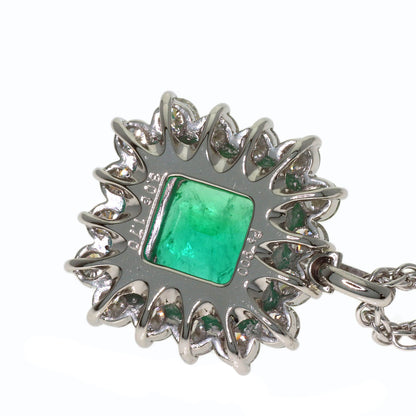 3.06ct Emerald Diamond Necklace Platinum PT900 PT850 16.4g　Ladies