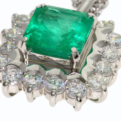 3.06ct Emerald Diamond Necklace Platinum PT900 PT850 16.4g　Ladies