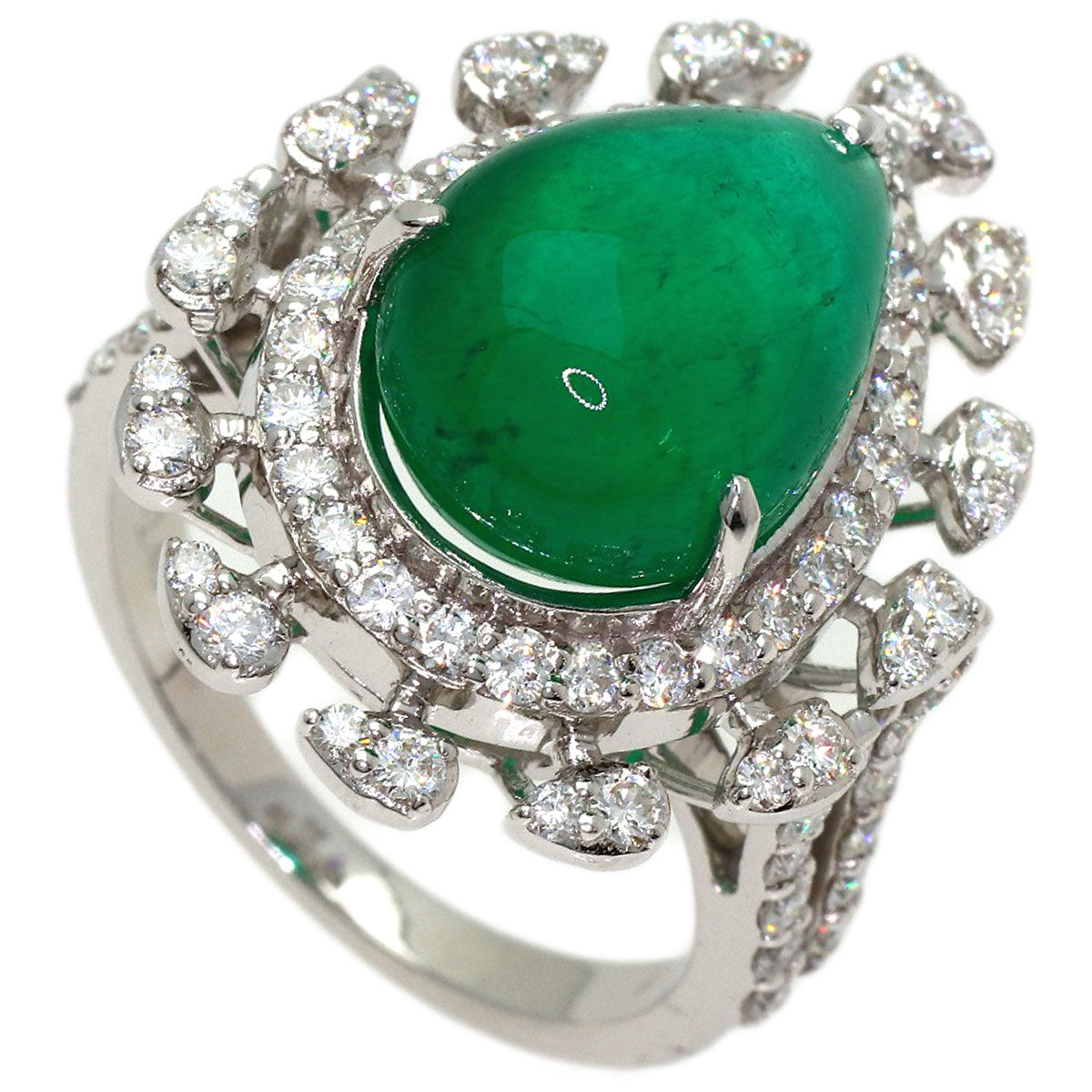 8.14ct Emerald Diamond Ring K18 White Gold 8.1g　Ladies