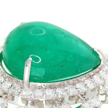8.14ct Emerald Diamond Ring K18 White Gold 8.1g　Ladies