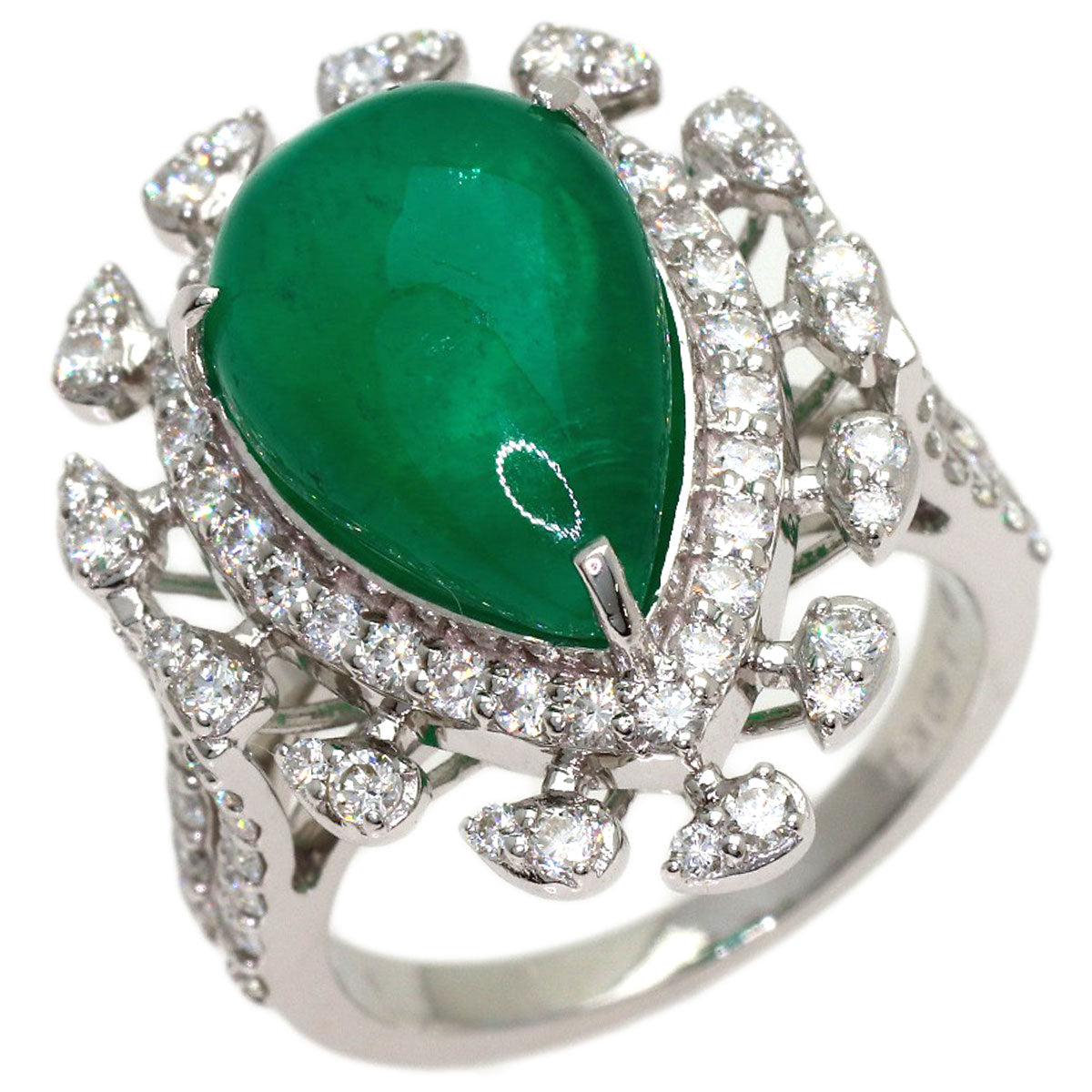 8.14ct Emerald Diamond Ring K18 White Gold 8.1g　Ladies