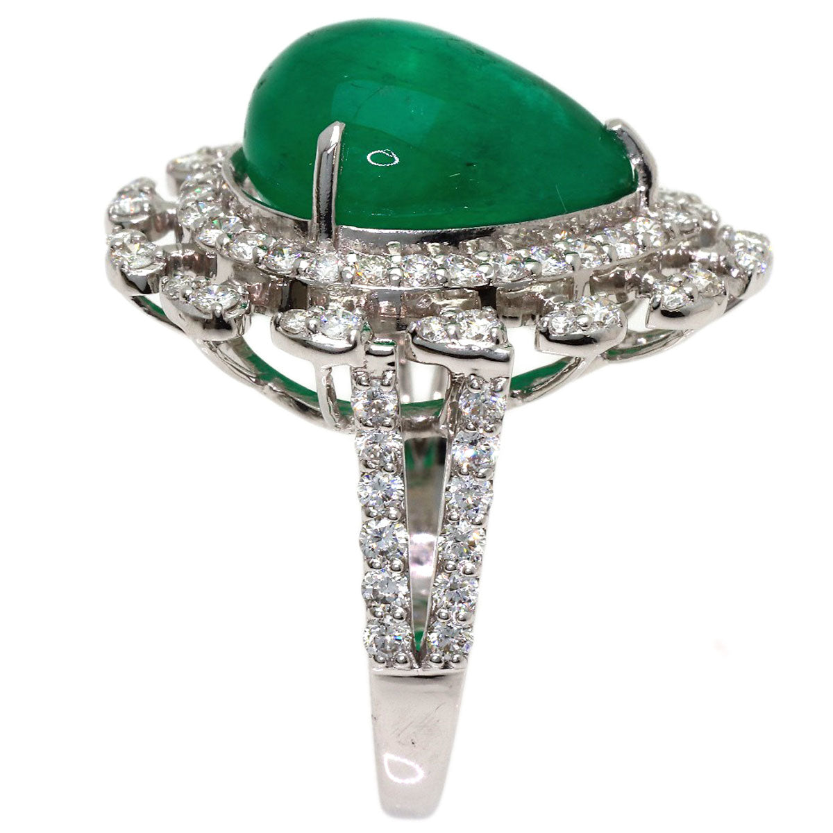 8.14ct Emerald Diamond Ring K18 White Gold 8.1g　Ladies