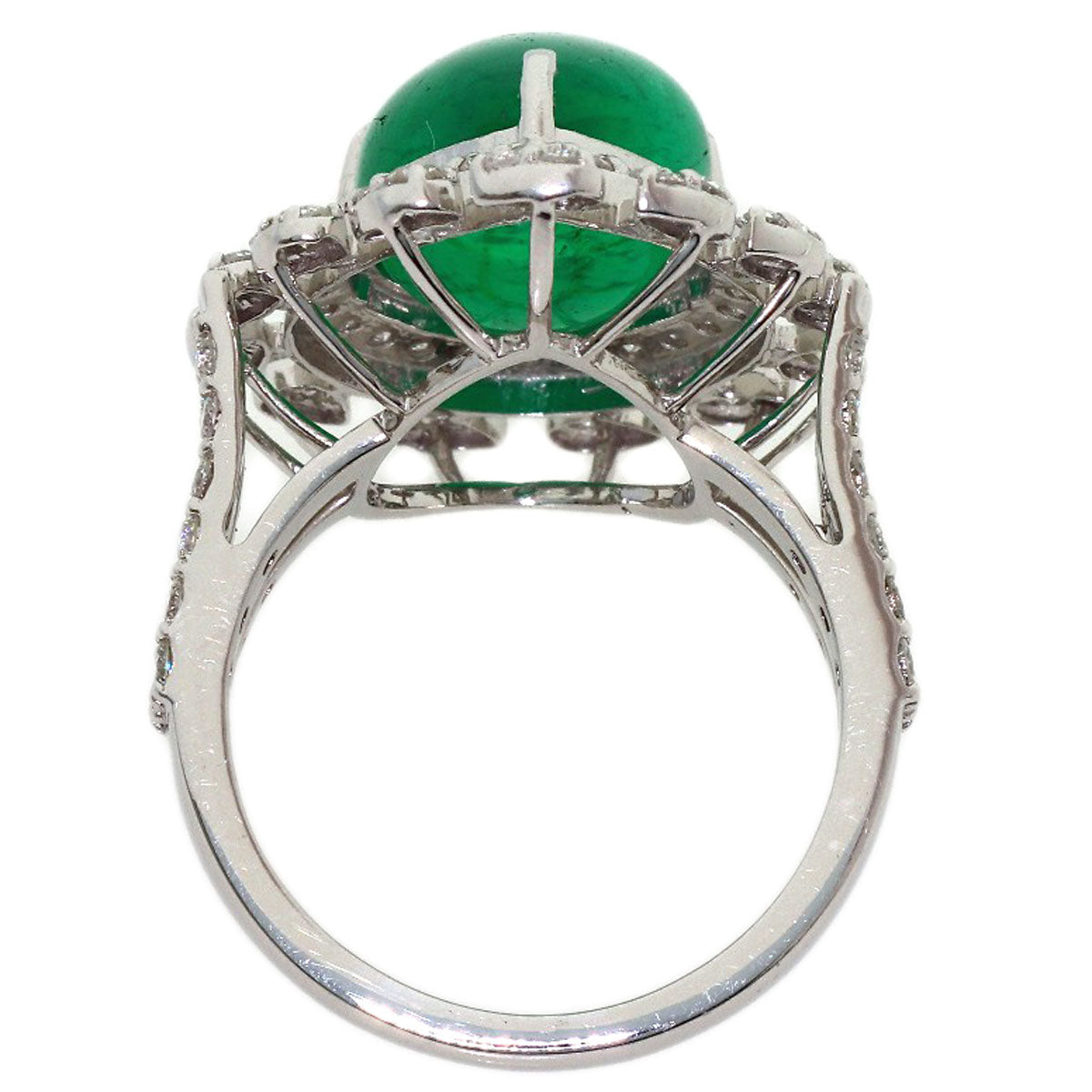 8.14ct Emerald Diamond Ring K18 White Gold 8.1g　Ladies