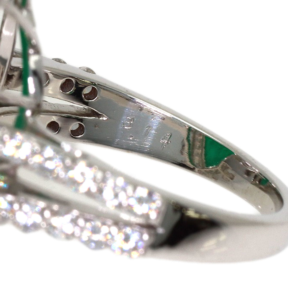 8.14ct Emerald Diamond Ring K18 White Gold 8.1g　Ladies