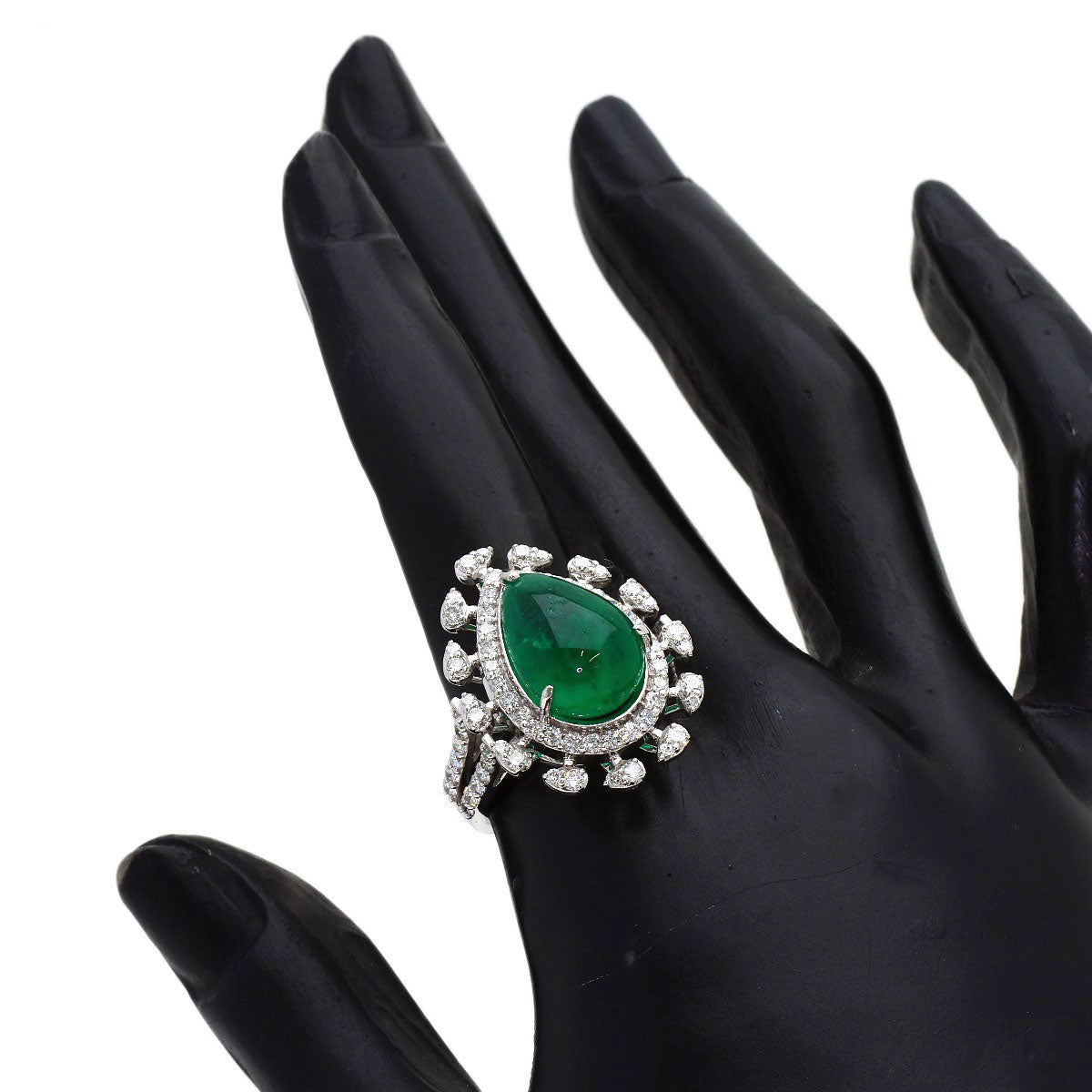 8.14ct Emerald Diamond Ring K18 White Gold 8.1g　Ladies