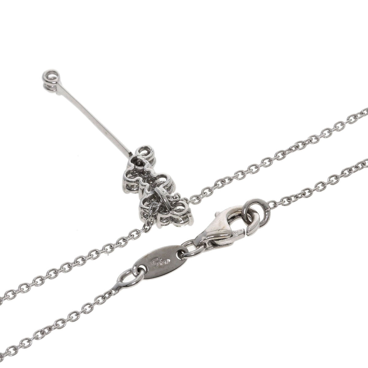 STAR JEWELRY Diamond Necklace K18 White Gold Ladies [Used]