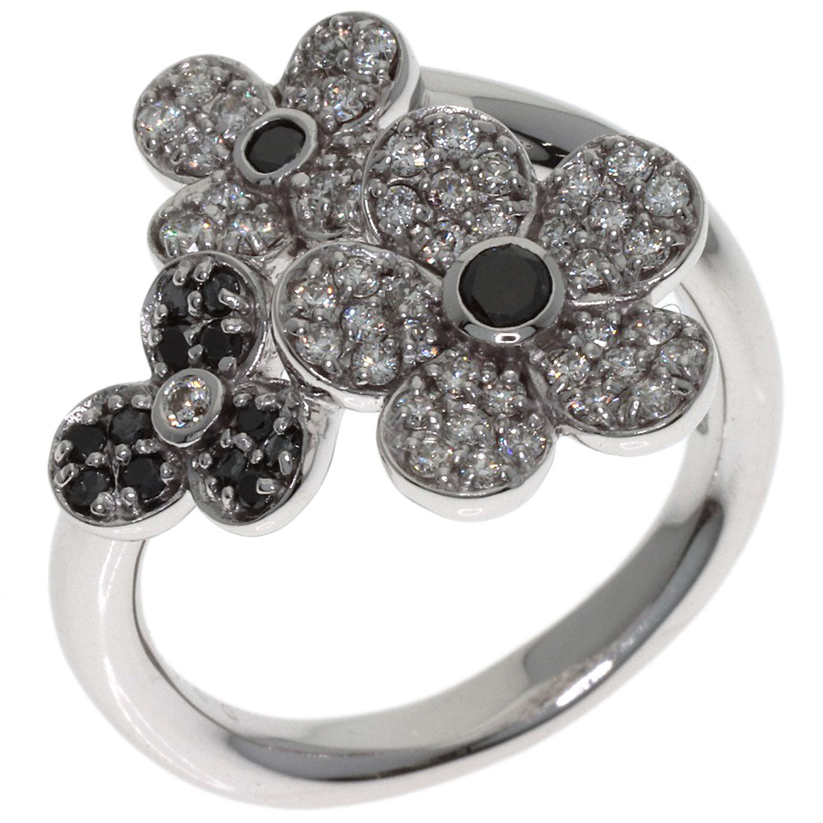 Ponte Vecchio Flower motif Diamond Ring K18 White Gold Ladies [Used]