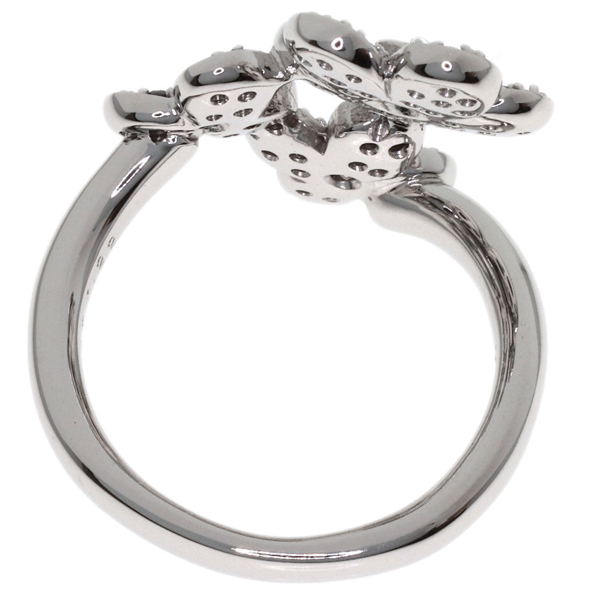 Ponte Vecchio Flower motif Diamond Ring K18 White Gold Ladies [Used]